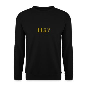Huh? The question in gold. - Unisex Sweatshirt - black - Front - Alina (178cm) & Michal (187cm)