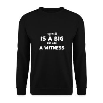 Le bonheur est un gros poisson et un wi... - Sweat-shirt Unisexe - noir - Devant - Alina (178cm) & Michal (187cm)
