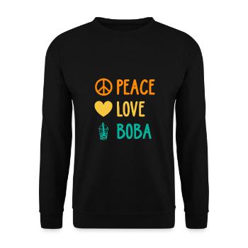 Peace Love Boba Graphic Tea Lover Tea Drinker Bubb - Unisex Pullover - Schwarz - Vorne - Alina (178cm) & Michal (187cm)