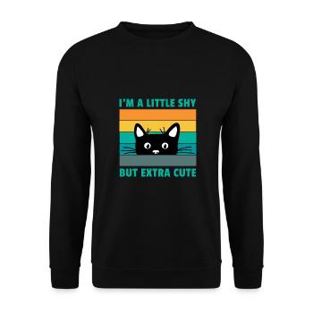 I'm A Little Shy But Extra Cute Retro Cat Lover Ca - Unisex Pullover - Schwarz - Vorne - Alina (178cm) & Michal (187cm)