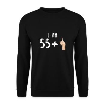 J’ai 55 ans + 1 - 56e anniversaire - Sweat-shirt Unisexe - noir - Devant - Alina (178cm) & Michal (187cm)
