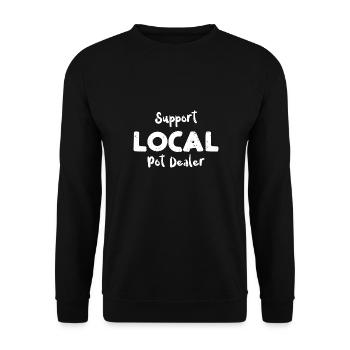 Support Local Pot Dealer - Pottery - Unisex Pullover - Schwarz - Vorne - Alina (178cm) & Michal (187cm)