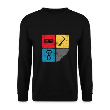Bergsteigen Klettern Mountaineer Gipfel Hochtour - Unisex Pullover - Schwarz - Vorne - Alina (178cm) & Michal (187cm)