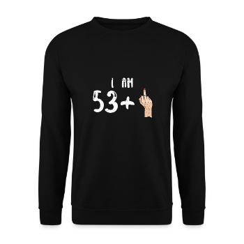 J’ai 53 ans + 1 - 54e anniversaire - Sweat-shirt Unisexe - noir - Devant - Alina (178cm) & Michal (187cm)