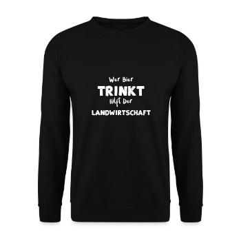 Wer Bier Trinkt Hilft Der Landwi... - Unisex Pullover - Schwarz - Vorne - Alina (178cm) & Michal (187cm)