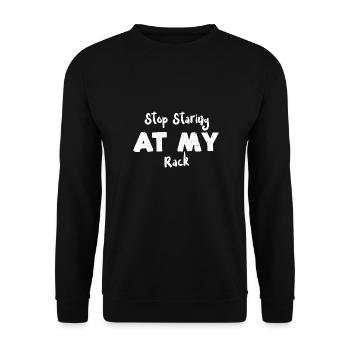 Stop Staring At My Rack - BBQ - Unisex Pullover - Schwarz - Vorne - Alina (178cm) & Michal (187cm)