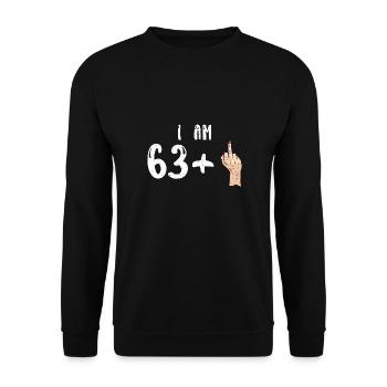 J’ai 63 ans + 1 - 64e anniversaire - Sweat-shirt Unisexe - noir - Devant - Alina (178cm) & Michal (187cm)