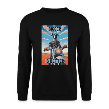 Plus c’est gros, mieux c’est : le grand danois à moto - Sweat-shirt Unisexe - noir - Devant - Alina (178cm) & Michal (187cm)