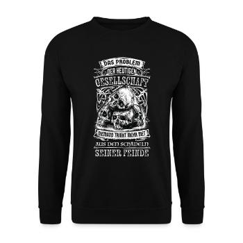 Lustiges Wikinger Sprüche Shirt - Unisex Pullover - Schwarz - Vorne - Alina (178cm) & Michal (187cm)