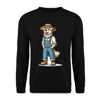 Cute Dog Farmer - Unisex Pullover - Schwarz - Vorne - Alina (178cm) & Michal (187cm)