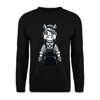 Cute Horse Farmer - Unisex Pullover - Schwarz - Vorne - Alina (178cm) & Michal (187cm)