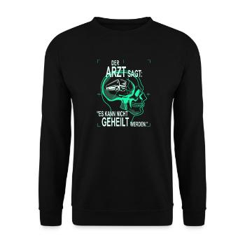 Der Arzt sagt - Busfahrer - Unisex Pullover - Schwarz - Vorne - Alina (178cm) & Michal (187cm)