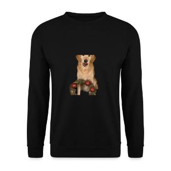 Weihnachten Hunde Golden Retriever Adventskranz - Unisex Pullover - Schwarz - Vorne - Alina (178cm) & Michal (187cm)
