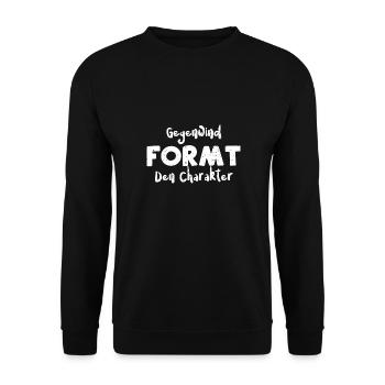 Gegenwind Formt Den Charakter - Unisex Pullover - Schwarz - Vorne - Alina (178cm) & Michal (187cm)