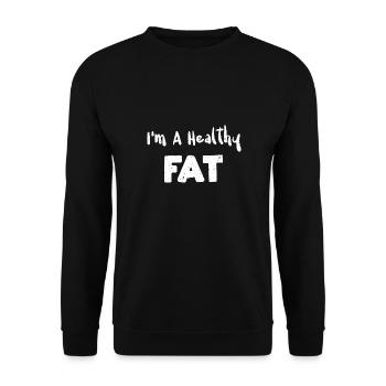 I'm A Healthy Fat - Avocado - Unisex Pullover - Schwarz - Vorne - Alina (178cm) & Michal (187cm)