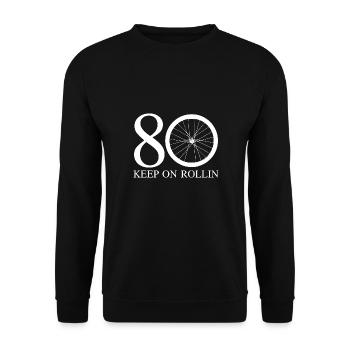 For all cyclists to the 80th Birthday - Unisex Sweatshirt - black - Front - Alina (178cm) & Michal (187cm)