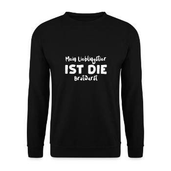 Mein Lieblingstier Ist Die Bratw... - Unisex Pullover - Schwarz - Vorne - Alina (178cm) & Michal (187cm)