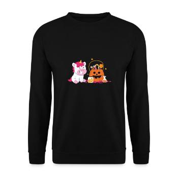 Licorne d’Halloween - Halloween - Sweat-shirt Unisexe - noir - Devant - Alina (178cm) & Michal (187cm)