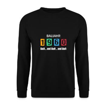 Baujahr 1960 - läuft und läuft und läuft - Unisex Pullover - Schwarz - Vorne - Alina (178cm) & Michal (187cm)