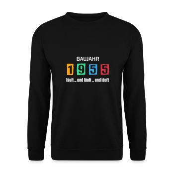 Baujahr 1955 - läuft und läuft und läuft - Unisex Pullover - Schwarz - Vorne - Alina (178cm) & Michal (187cm)