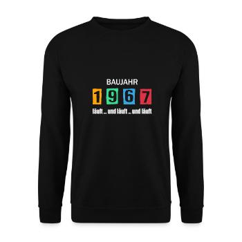 Baujahr 1967 - läuft und läuft und läuft - Unisex Pullover - Schwarz - Vorne - Alina (178cm) & Michal (187cm)