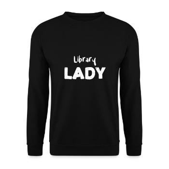 Library Lady - Reading - Unisex Sweatshirt - black - Front - Alina (178cm) & Michal (187cm)