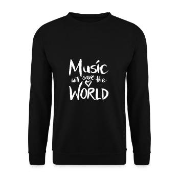 La musique sauvera le monde Le lettrage blanc - Sweat-shirt Unisexe - noir - Devant - Alina (178cm) & Michal (187cm)