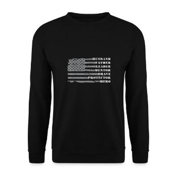 Mann Gottes Ehemann Papa Opa, Geschenk für Papa - Unisex Pullover - Schwarz - Vorne - Alina (178cm) & Michal (187cm)