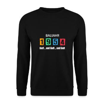 Baujahr 1954 - läuft und läuft und läuft - Unisex Pullover - Schwarz - Vorne - Alina (178cm) & Michal (187cm)