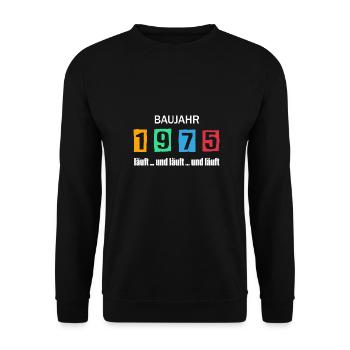 Baujahr 1975 - läuft und läuft und läuft - Unisex Pullover - Schwarz - Vorne - Alina (178cm) & Michal (187cm)