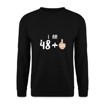 J’ai 48 ans + 1 - 49e anniversaire - Sweat-shirt Unisexe - noir - Devant - Alina (178cm) & Michal (187cm)