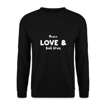 Peace Love & Bass Drum - Drums - Unisex Sweatshirt - black - Front - Alina (178cm) & Michal (187cm)