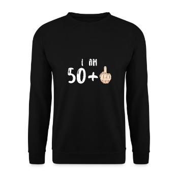 J’ai 50 ans + 1 - 51e anniversaire - Sweat-shirt Unisexe - noir - Devant - Alina (178cm) & Michal (187cm)