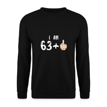 J’ai 63 ans + 1 - 64e anniversaire - Sweat-shirt Unisexe - noir - Devant - Alina (178cm) & Michal (187cm)