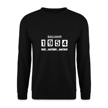 Baujahr 1954 - läuft und läuft und läuft - Unisex Pullover - Schwarz - Vorne - Alina (178cm) & Michal (187cm)