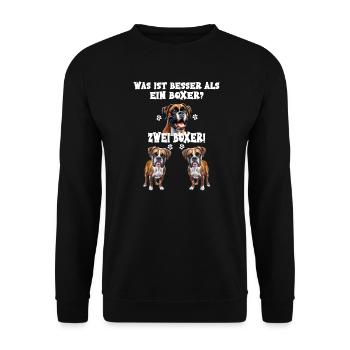 Was ist besser als ein Boxer Zwei Boxer - Unisex Pullover - Schwarz - Vorne - Alina (178cm) & Michal (187cm)