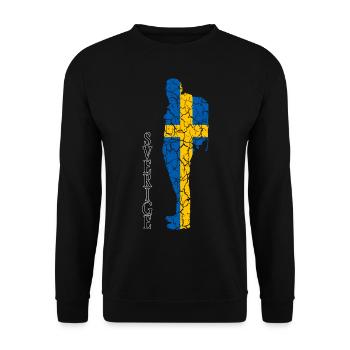 Sweden Sverige Swedish Flag Hiking Gift - Unisex Sweatshirt - black - Front - Alina (178cm) & Michal (187cm)