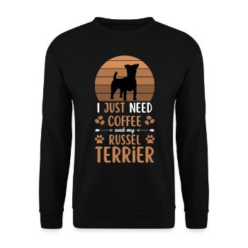 Russell Terrier Café Rétro Chien Café - Sweat-shirt Unisexe - noir - Devant - Alina (178cm) & Michal (187cm)