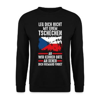 Tschechien Tscheche Tschechisches - Unisex Pullover - Schwarz - Vorne - Alina (178cm) & Michal (187cm)