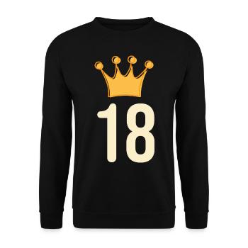 18. Geburtstag Glückwunsch Krone - Unisex Pullover - Schwarz - Vorne - Alina (178cm) & Michal (187cm)