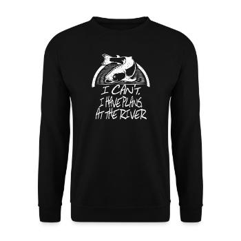 Angler Fishing Fishing Fisherman Saying Gift Idea - Unisex Sweatshirt - black - Front - Alina (178cm) & Michal (187cm)