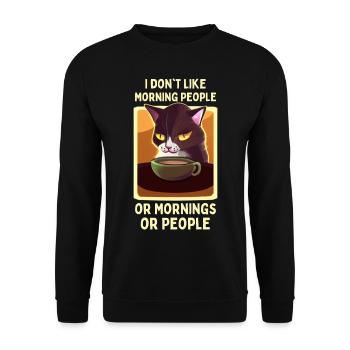 Kaffee Katze lustiger Spruch Müde Katze Kaffee - Unisex Pullover - Schwarz - Vorne - Alina (178cm) & Michal (187cm)