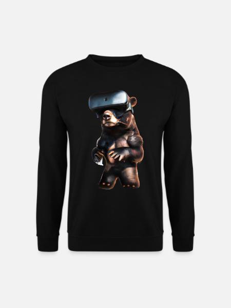 Bear with Virtual Reality Headset - Unisex Sweatshirt - black