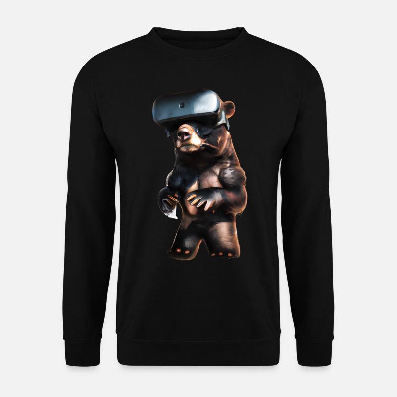 Bear with Virtual Reality Headset - Unisex Sweatshirt - black