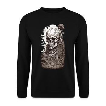 Okkult & Steampunk Riesen Skelett Aesthetic Design - Unisex Pullover - Schwarz - Vorne - Alina (178cm) & Michal (187cm)