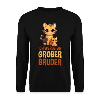 Ich Werde Ein Großer Bruder Katzen Baby - Unisex Pullover - Schwarz - Vorne - Alina (178cm) & Michal (187cm)