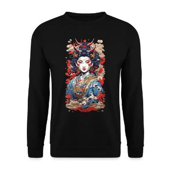 Geisha demon retro ukiyo-e japan style - Unisex Sweatshirt - black - Front - Alina (178cm) & Michal (187cm)