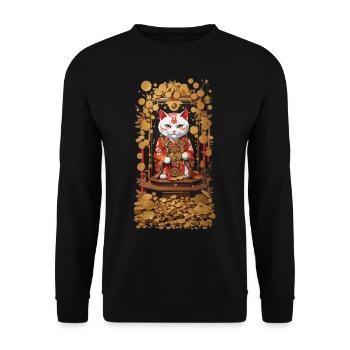 Esthétique Chat porte-bonheur Japon Chat porte-bonheur - Sweat-shirt Unisexe - noir - Devant - Alina (178cm) & Michal (187cm)