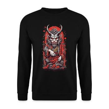 Yokai aus Tokyo Retro Ästhetik Japan Kunst Design - Unisex Pullover - Schwarz - Vorne - Alina (178cm) & Michal (187cm)