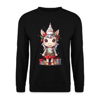 Cute Unicorn Elf at Christmas Winter Magic - Unisex Sweatshirt - black - Front - Alina (178cm) & Michal (187cm)